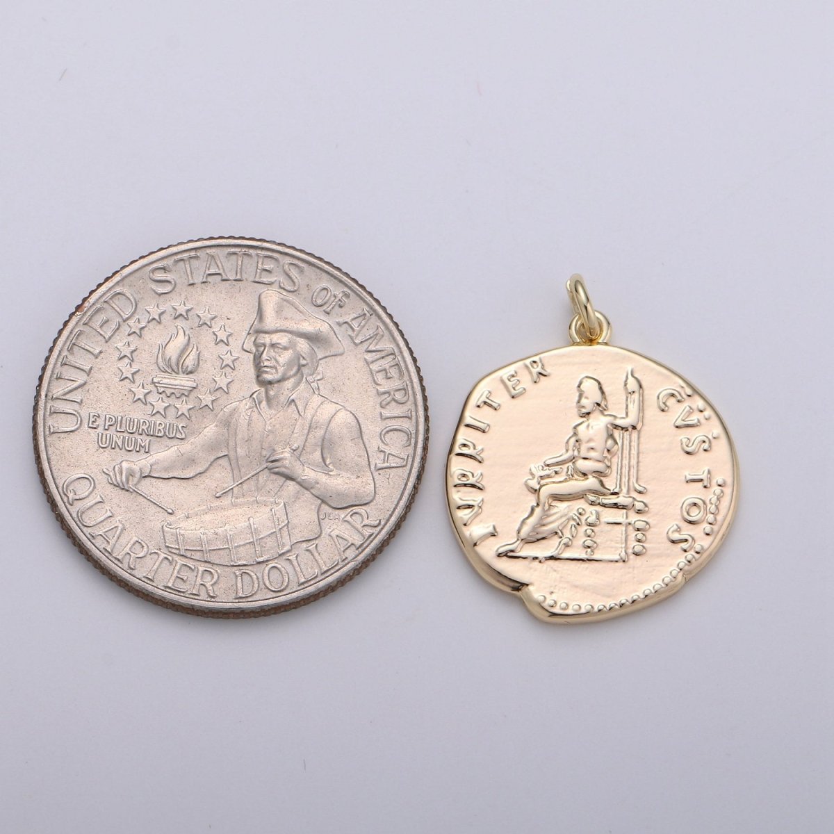 Ancient Greek Coins, 14k Gold Filled coin pendant, Medallion charms, Jupiter Pendant, Zeus coin charms, Greek Jewelry Necklace D-396 - DLUXCA