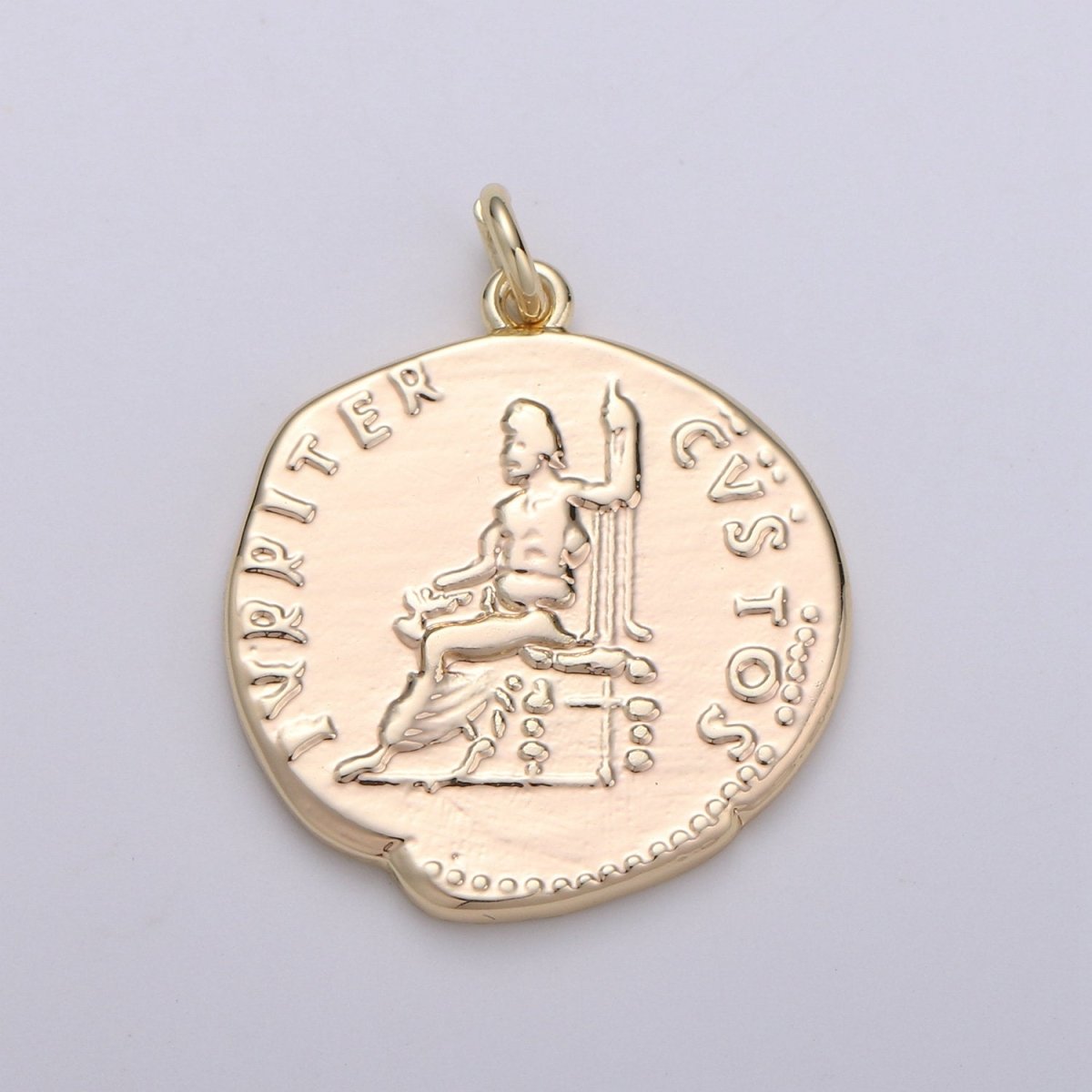 Ancient Greek Coins, 14k Gold Filled coin pendant, Medallion charms, Jupiter Pendant, Zeus coin charms, Greek Jewelry Necklace D-396 - DLUXCA