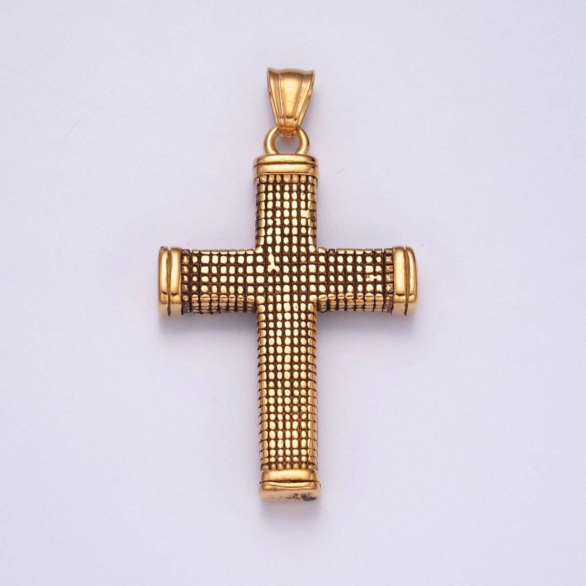 Antique Gold Men Cross Necklace Pendant Christian Jewelry - Rustic Silver Cross Pendant Stainless Steel X-631 X-632 - DLUXCA