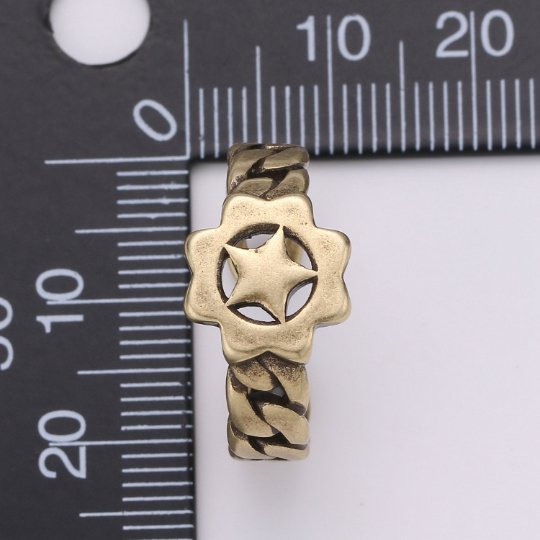 Antique Gold Ring Band, Star Ring, Unique Adjustable Band Ring Man Open ring for Men Women unisex ring Bold Ring R-025 R-026 - DLUXCA