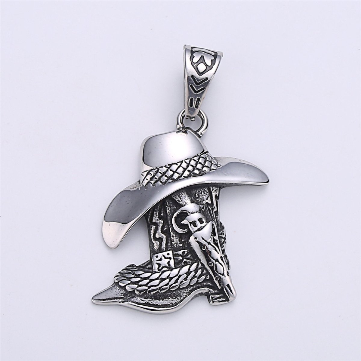 Antique Silver Cowboy Hat Charm Cowboy Boot Pendant for Men Jewelry Making Western Old Wild West Inspired Jewelry J-701 - DLUXCA