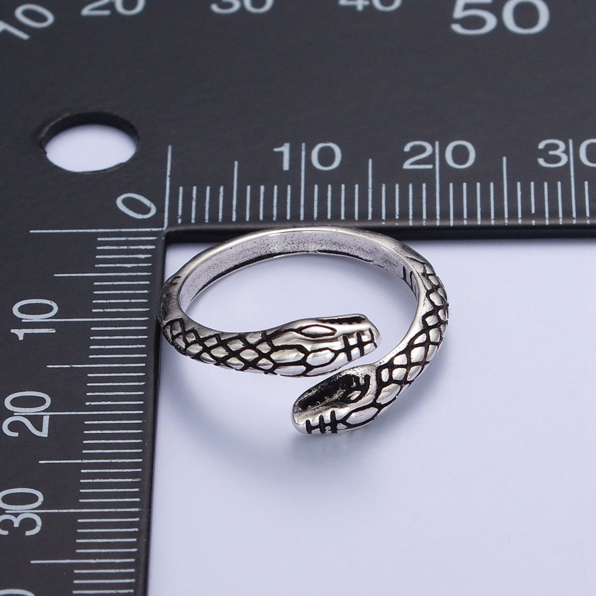 Antique Silver Serpent Snake Silver Adjustable Ring | X-576 - DLUXCA