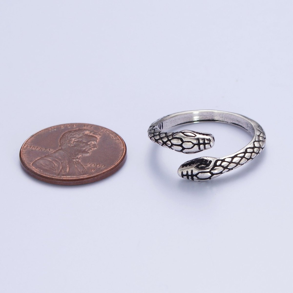 Antique Silver Serpent Snake Silver Adjustable Ring | X-576 - DLUXCA