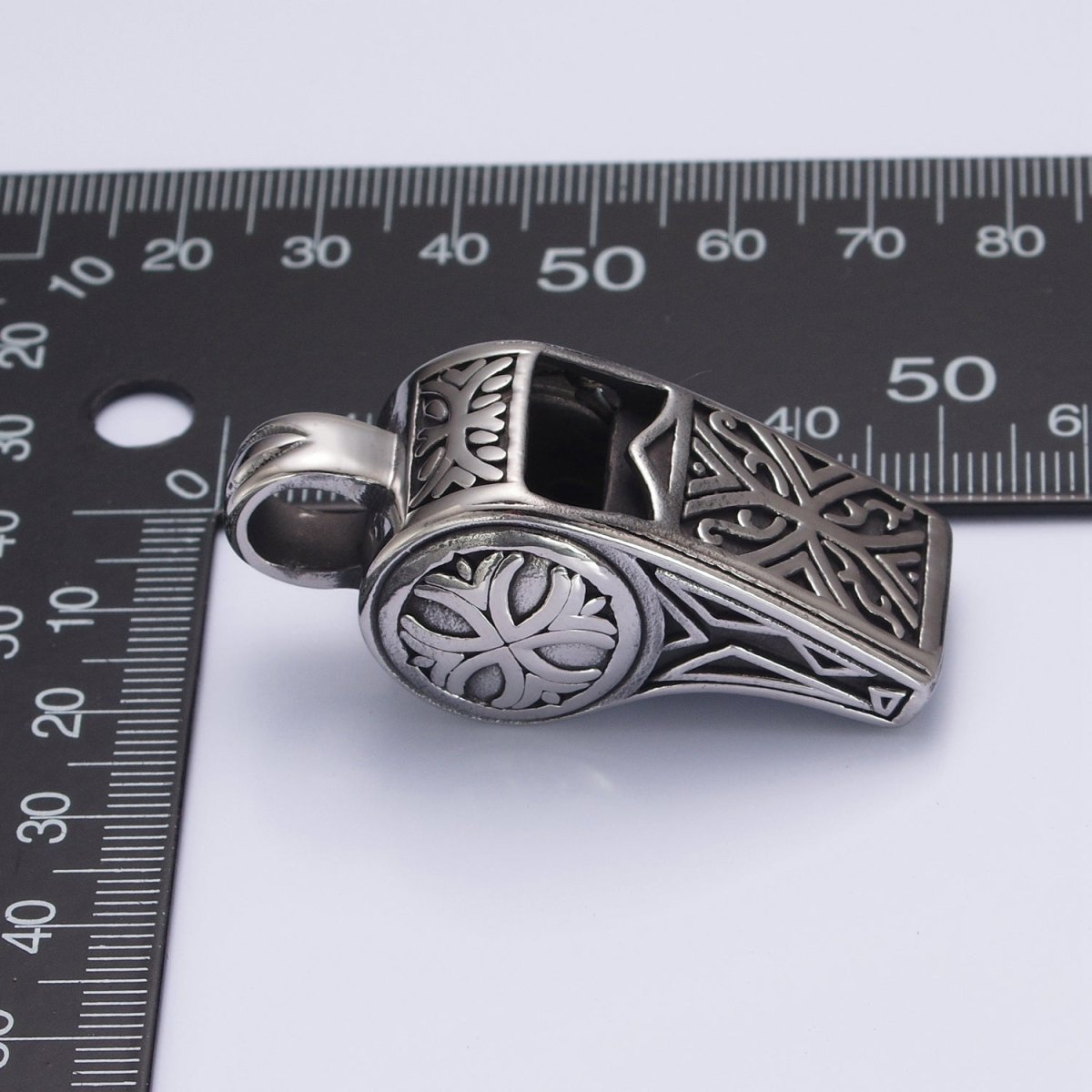 Antique Silver Whistle Necklace Pendant for Men Jewelry X-644 - DLUXCA