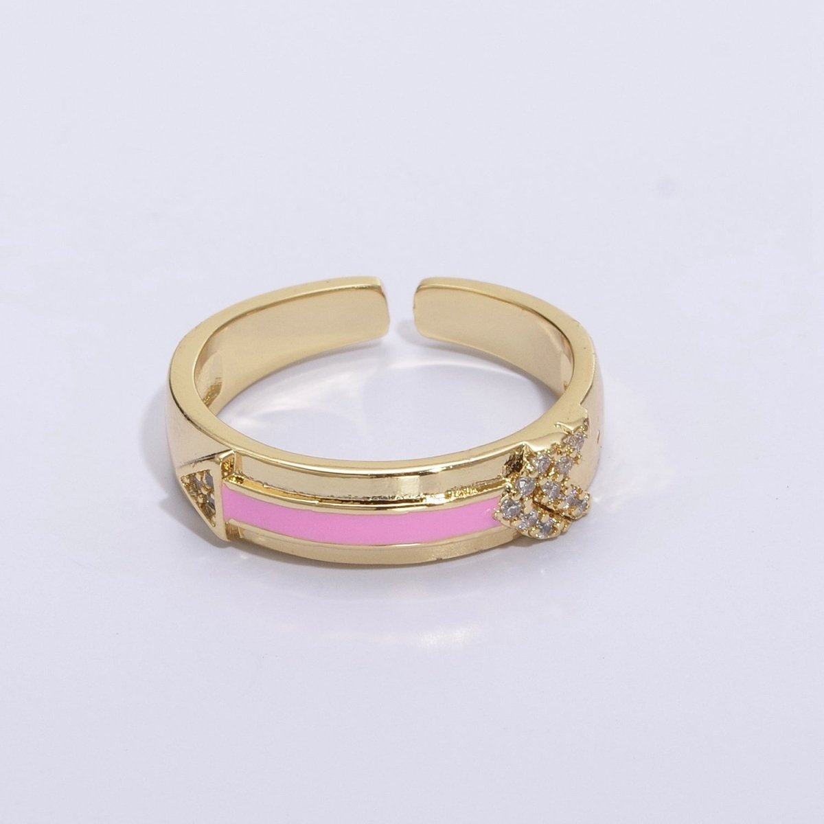 Arrow Band Ring Silver Dainty Ring Gold Direction Ring Colorful Enamel Ring Adjustable Ring Everyday Ring , Clear Pave Ring U-035~U-038 - DLUXCA