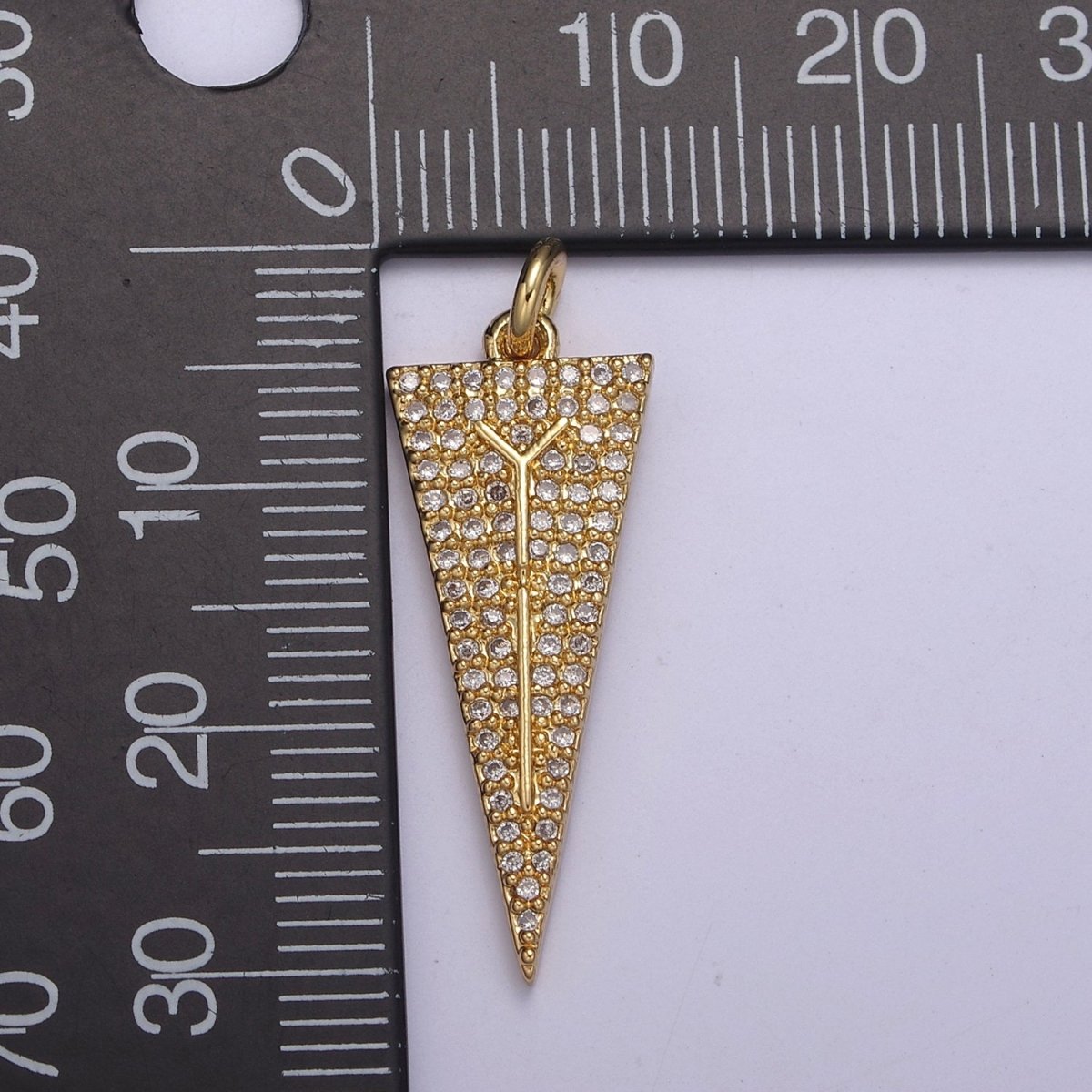 Arrowheads Charm Gold Cubic Arrow Pendant Black Triangle Men Pendant, Geometric N-322 N-323 - DLUXCA