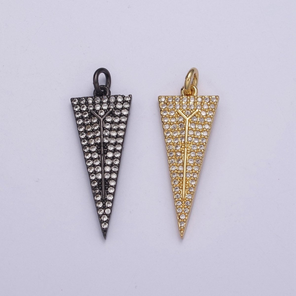 Arrowheads Charm Gold Cubic Arrow Pendant Black Triangle Men Pendant, Geometric N-322 N-323 - DLUXCA