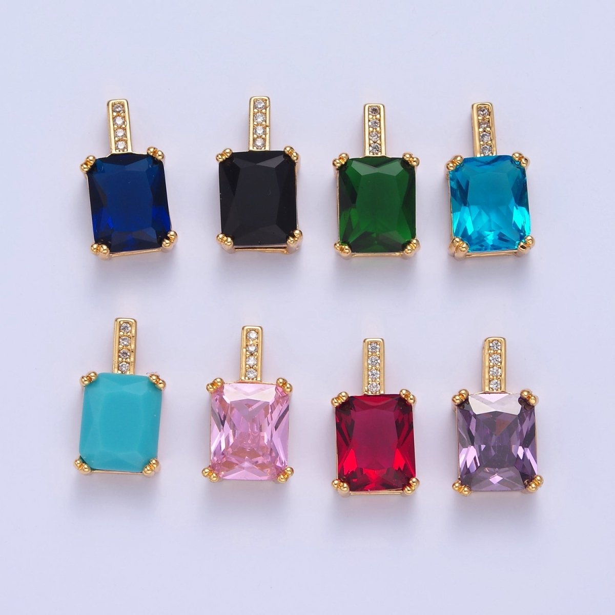 Baguette Cubic Zirconia Pendant, Solitaire 24K Gold Filled Charm For Jewelry Necklace Bracelet Making I-261 I-265 I-266 I-268 I-269 I-271 I-282 I-289 - DLUXCA