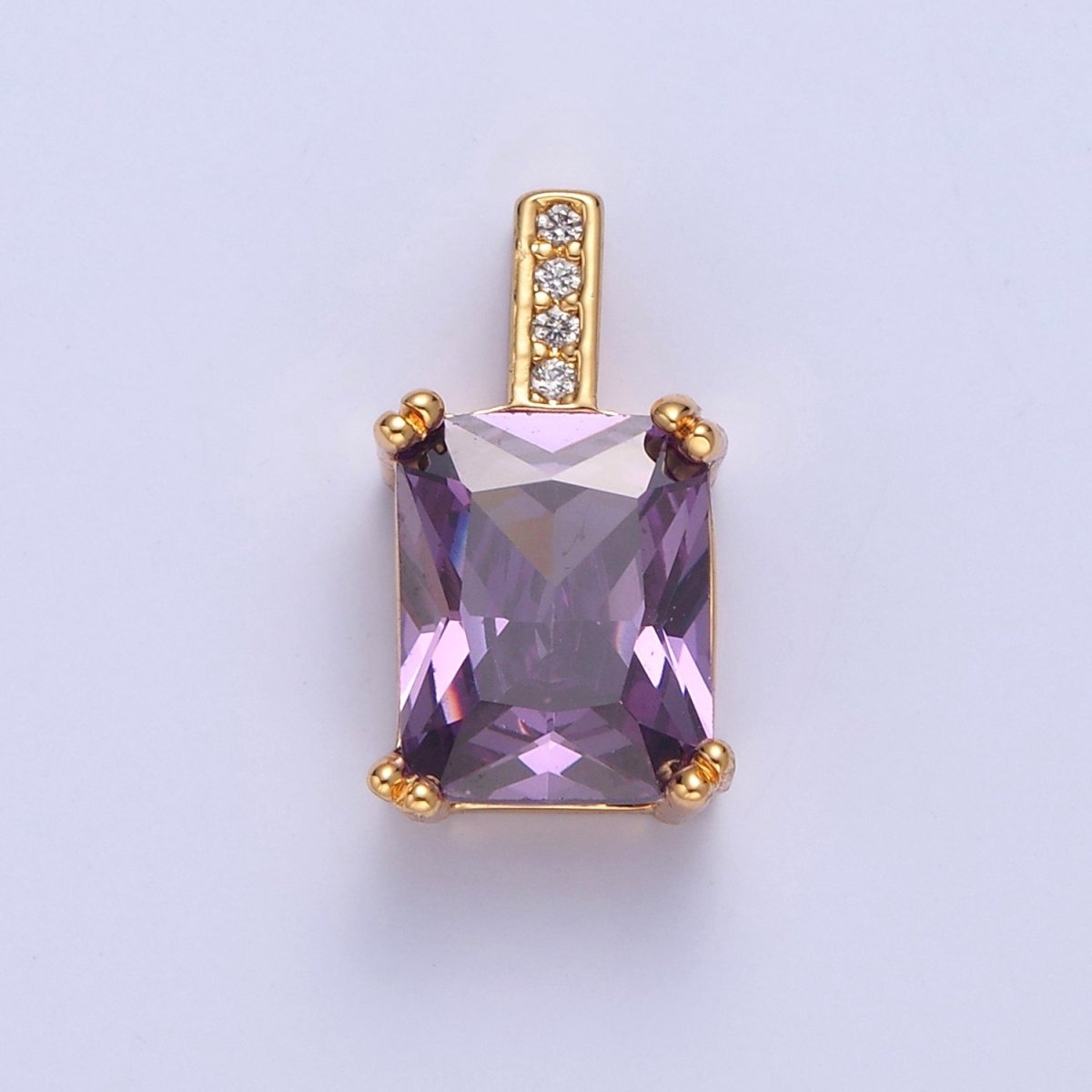 Baguette Cubic Zirconia Pendant, Solitaire 24K Gold Filled Charm For Jewelry Necklace Bracelet Making I-261 I-265 I-266 I-268 I-269 I-271 I-282 I-289 - DLUXCA