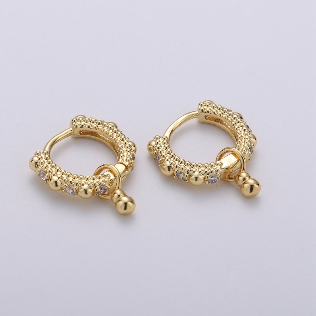 Beaded Hoop Earrings, Ball Hoop Earrings, Small Gold Hoop Earrings, Minimalist Huggie Hoop Earrings, Boho Hoop Earrings, Gold Huggie Earring Q-219 Q-220 - DLUXCA