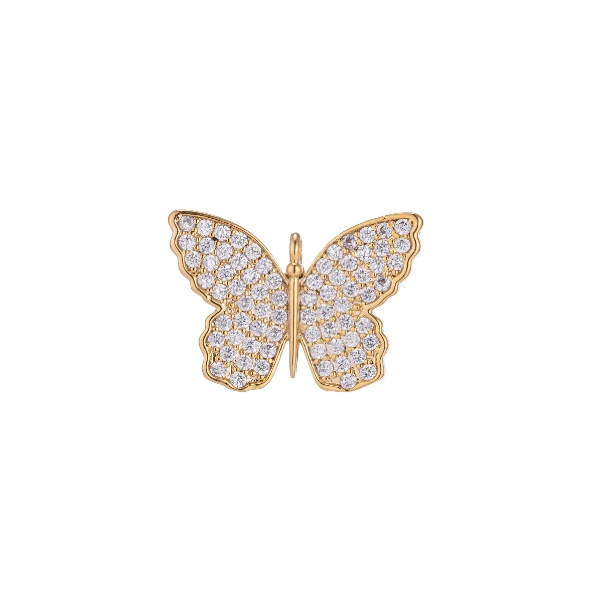 Beautiful Butterfly Charm, Micro Pave CZ Charm, Pendant Majestic Monarch Cute Animal Lover Gift Necklace Charm for Jewelry Making E-412 - DLUXCA