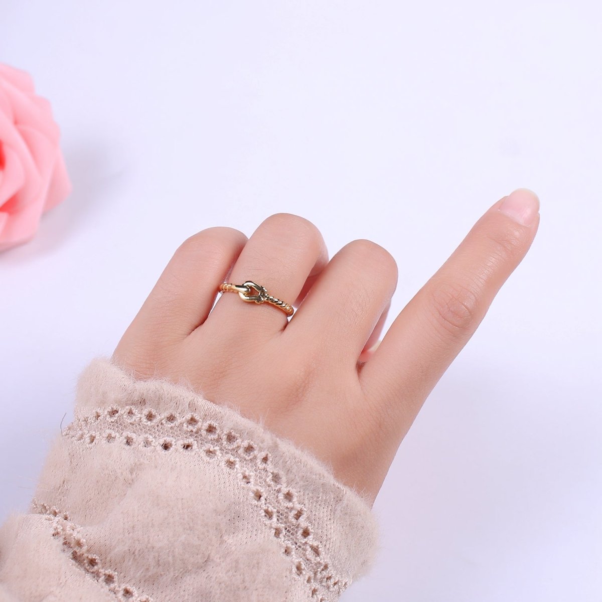 Belt Buckle Ring Twisted Belt Ring Band Dainty Ring Open Adjustable Holiday Gifts Christmas Gifts Birthday Gifts. Women's Rings U-223 - DLUXCA