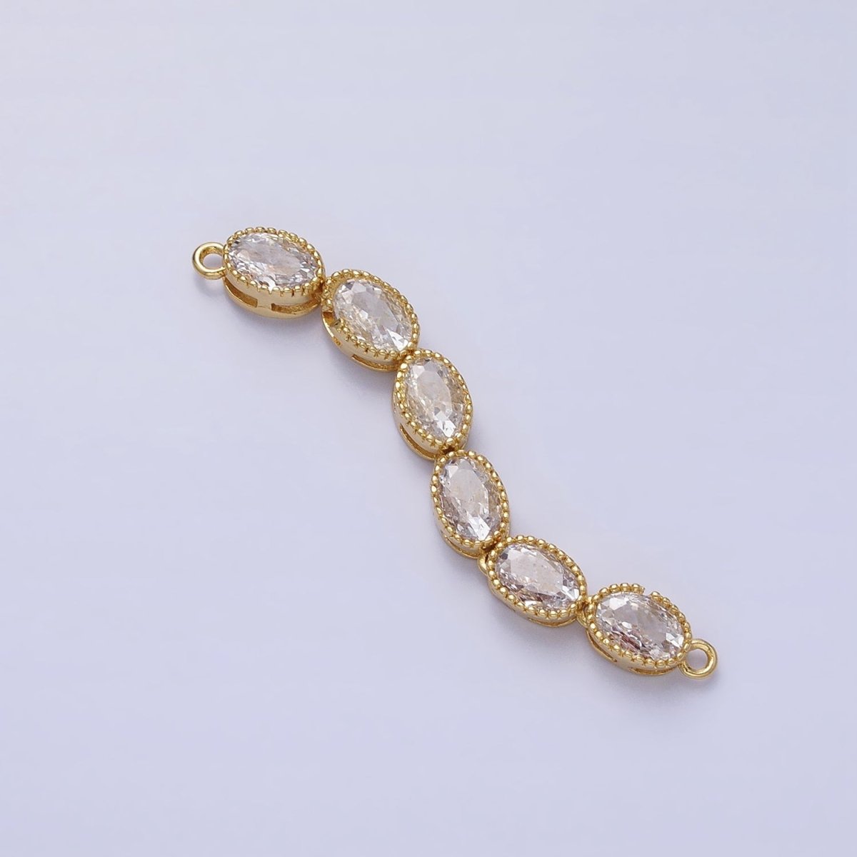 Bendable Gold Oval Long Bar Connector, CZ Micro Pave Silver Oval Geometric Link Connector Necklace Jewelry Making AA907 AA914 - DLUXCA