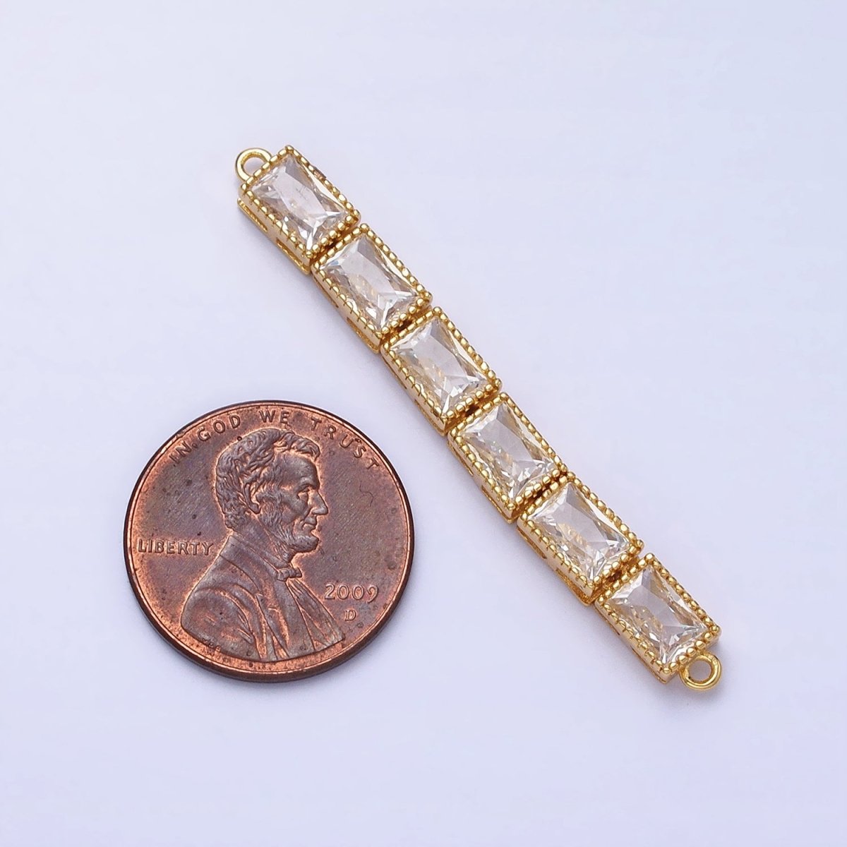 Bendable Gold Rectangle Long Bar Connector, CZ Micro Pave Silver Geometric Link Connector Necklace Jewelry Making AA852 AA853 - DLUXCA