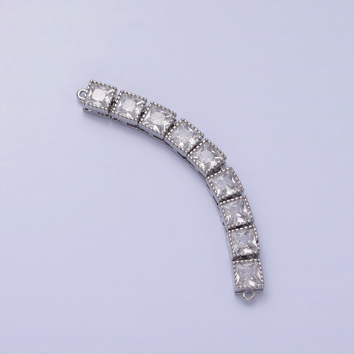 Bendable Gold Square Long Bar Connector, CZ Micro Pave Silver Geometric Link Connector Necklace Jewelry Making AA850 AA851 - DLUXCA