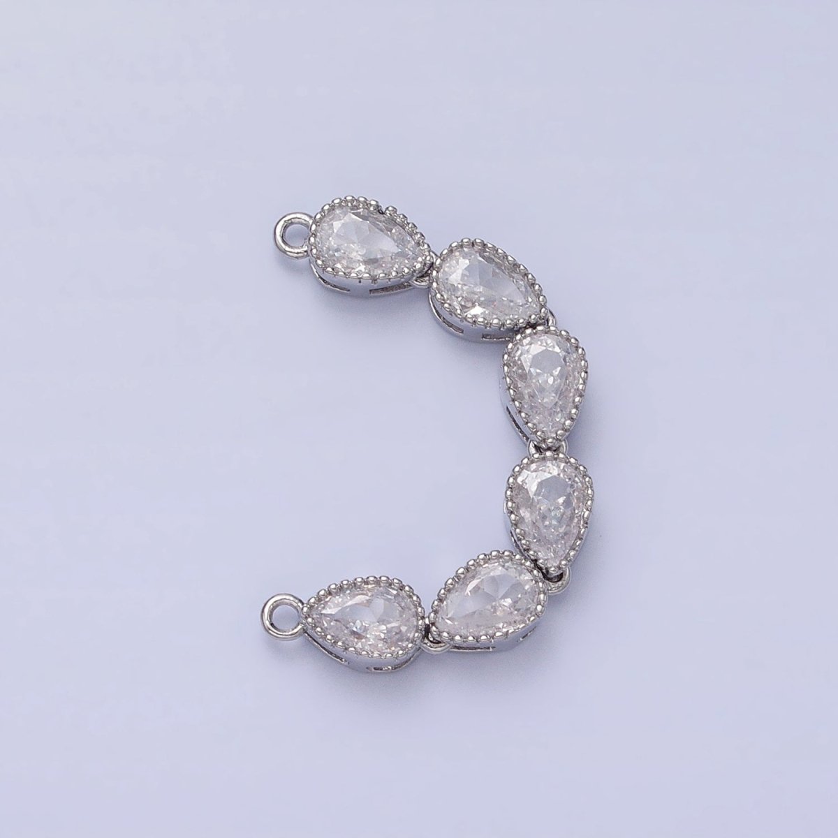 Bendable Gold Tear Drop Long Bar Connector, CZ Micro Pave Silver Teardrop Link Connector Necklace Jewelry Making AA-854 AA-920 - DLUXCA