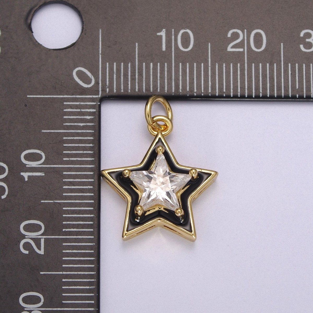 Big Clear CZ Enamel Colorful Star Shape Pendant 14K Gold Filled Enamel Charm, Necklace Bracelet Component M-678 - M-681 - DLUXCA