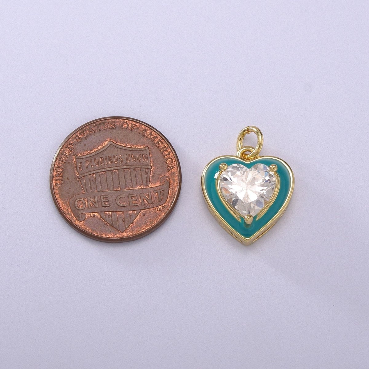 Big Clear CZ Micro Pave on Enamel Colorful Heart Shape Pendant 14K Gold Filled Enamel Charm, Necklace Bracelet Component M-670 - M-673 - DLUXCA
