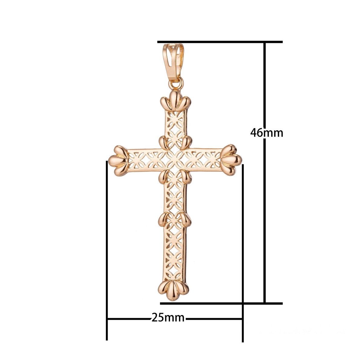 Big Cross Charm, 18K Gold Filled Pendant Dainty Cross Necklace Charm for Jewelry Making H-889 - DLUXCA
