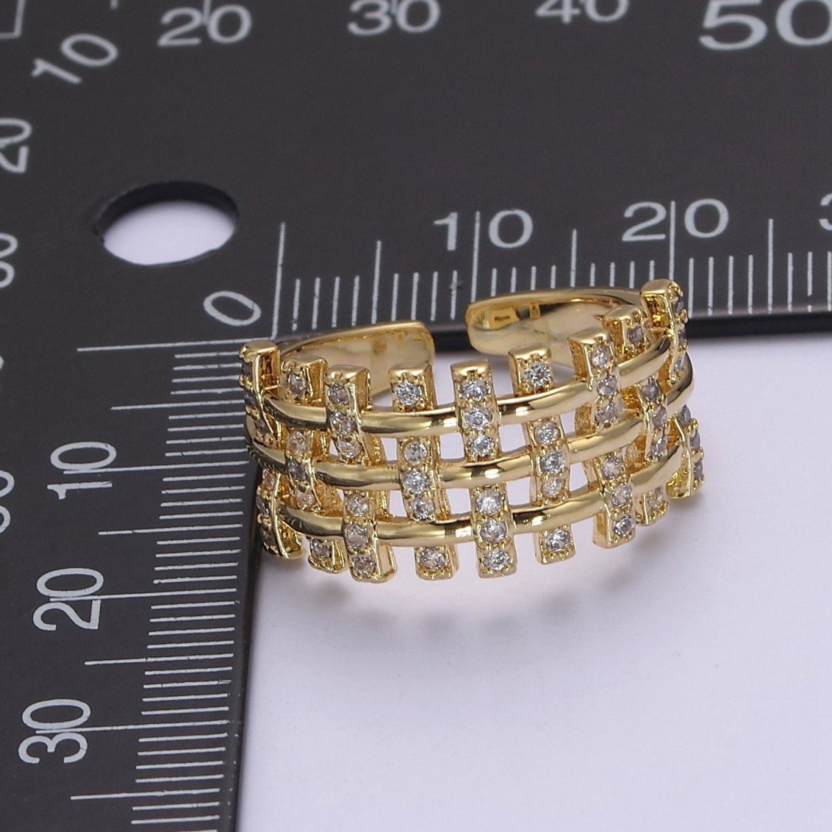 Big Cz Statement Ring in Gold / Silver Band for Statement Ring Midi Ring Adjustable S-475 S-476 - DLUXCA