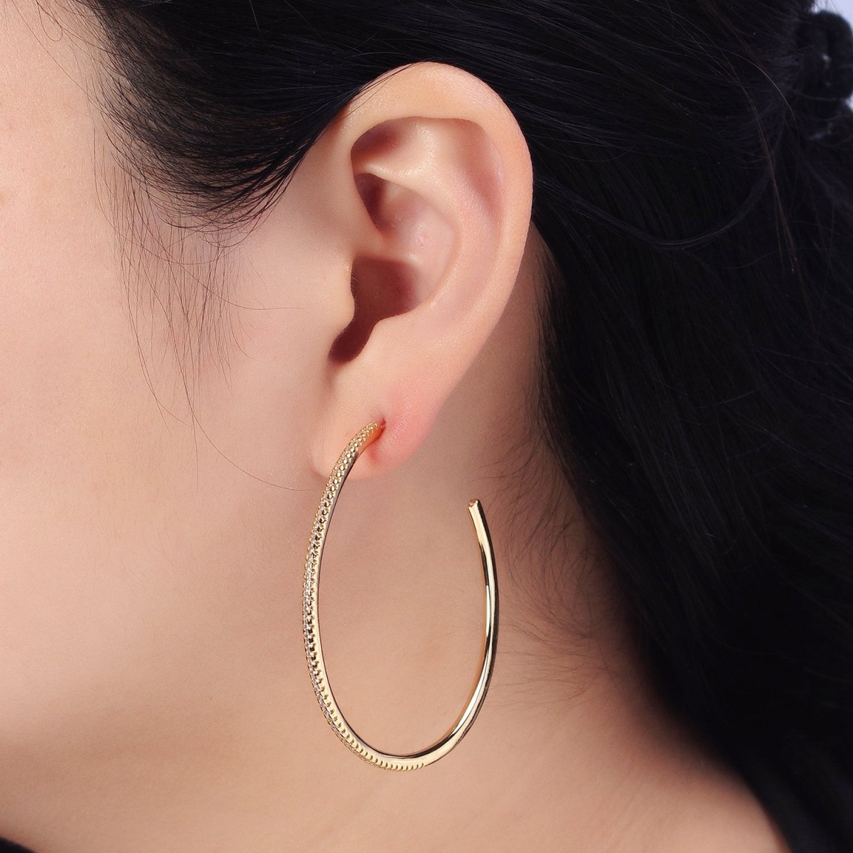 Big Gold Patterned Hoop Earrings Silver Textured Hoop Earring AB761 - AB768 - DLUXCA