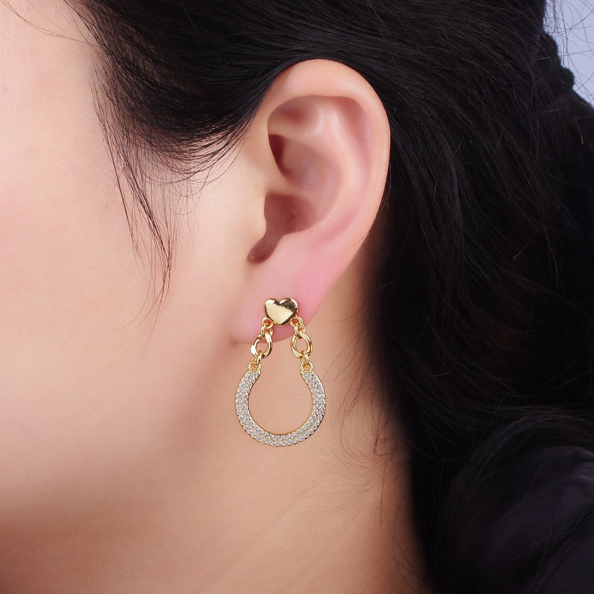 Big Horseshoe Stud Earring in 14k Gold Filled Equestrian Jewelry | AE483 - DLUXCA