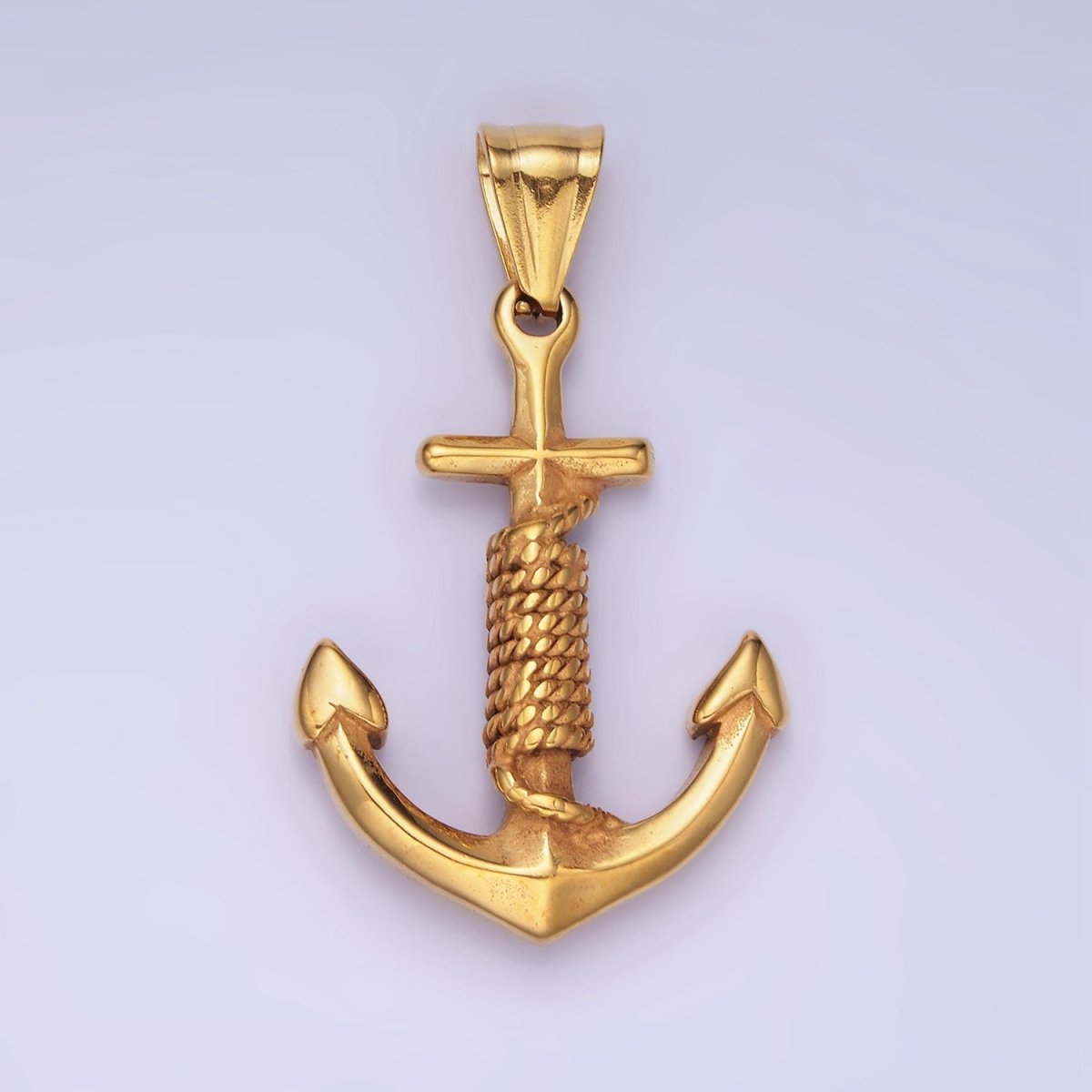 Big Nautical Charm Stainless Steel 42mm Anchor With Rope Pendant Christian Religious Jewelry Making Supply | P-1194 - DLUXCA