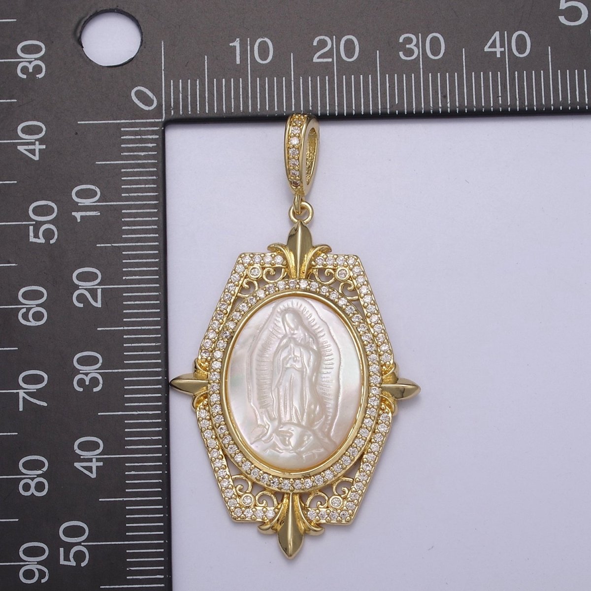 Big Pearl Statement Virgin Mary / Miraculous Lady Pendant Pearl Medallion Charm N-567 N-568 - DLUXCA