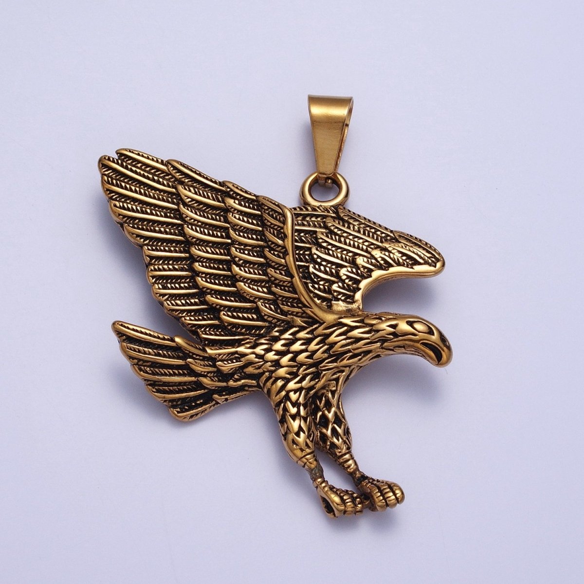 BIG Silver Flying Eagle Pendant Gold Hawk Stainless Steel Charm
