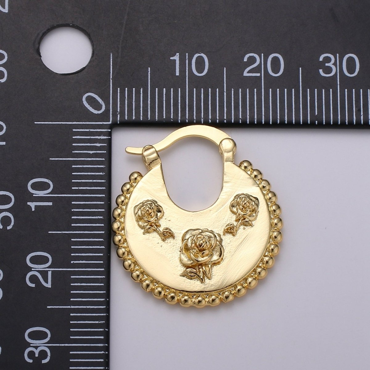 Big Statement Gold Earrings, Gold Fan Earrings, Large Gold Earrings, Women Big Earrings Rose Flower Floral Design Jewelry Q-336 - DLUXCA