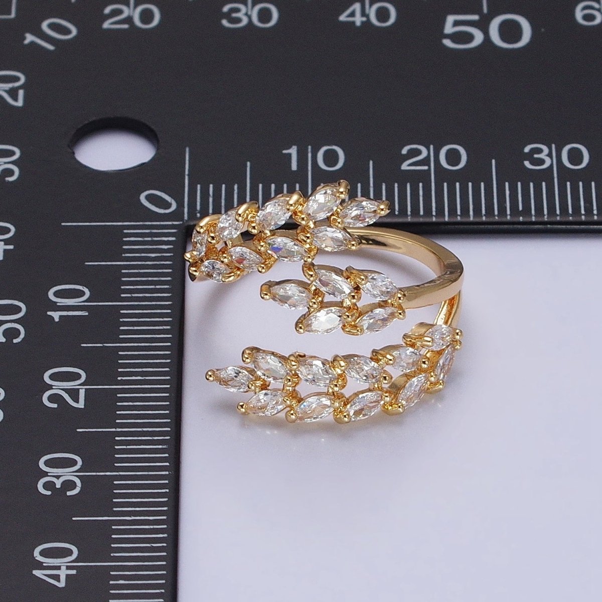 Big Wrap Gold Olive Marquise CZ Stone Statement Ring for Stackable Jewelry O1819 O1820 - DLUXCA