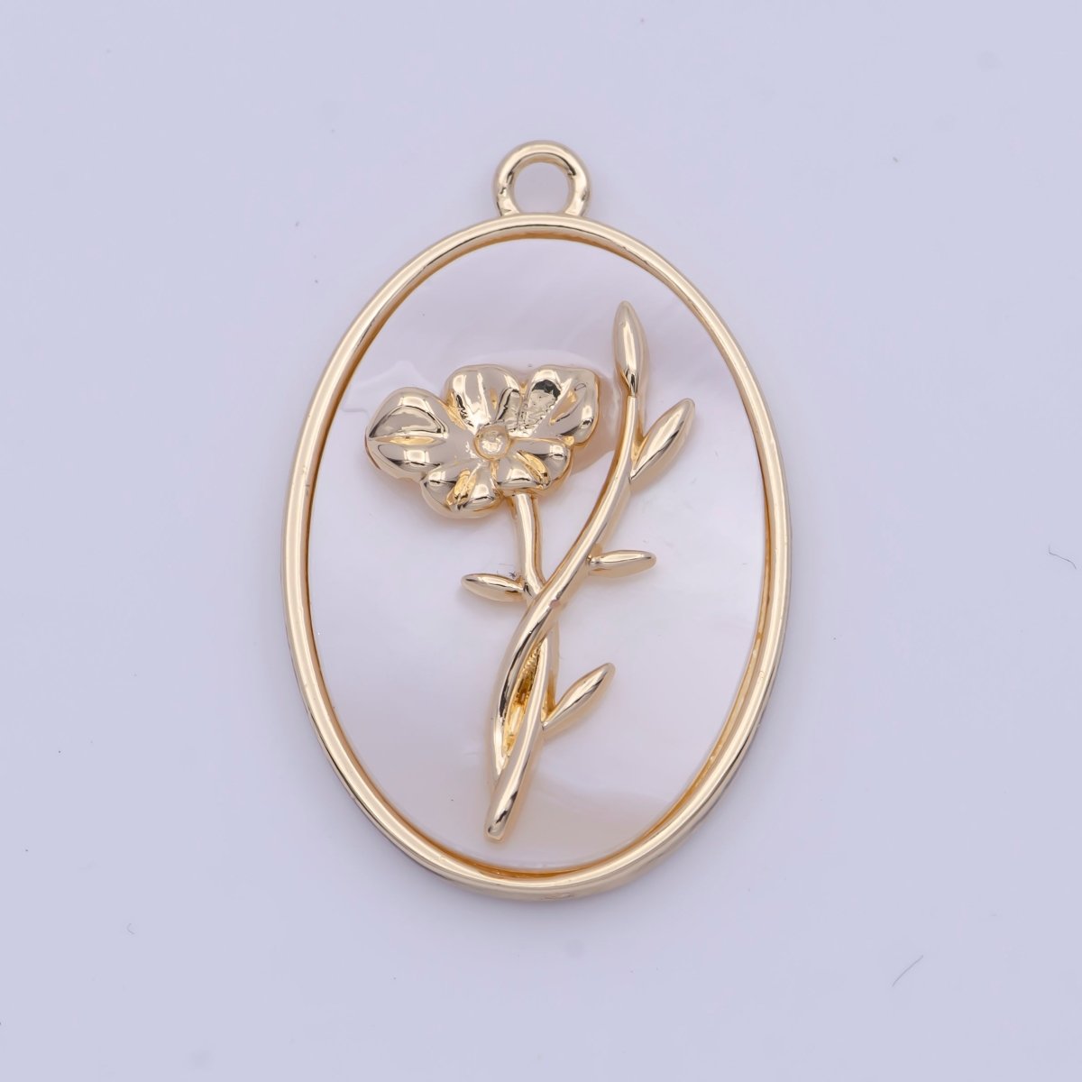 Birth Flower Shell Pearl Oval Gold MOP Charms Set C-413,C-440,C-587,C-596,C-630,C-661,C-696,C-702,C-764，C-722,C-727,C-766, - DLUXCA