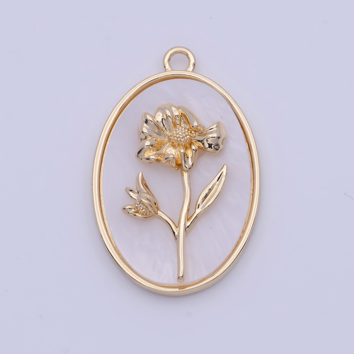 Birth Flower Shell Pearl Oval Gold MOP Charms Set C-413,C-440,C-587,C-596,C-630,C-661,C-696,C-702,C-764，C-722,C-727,C-766, - DLUXCA