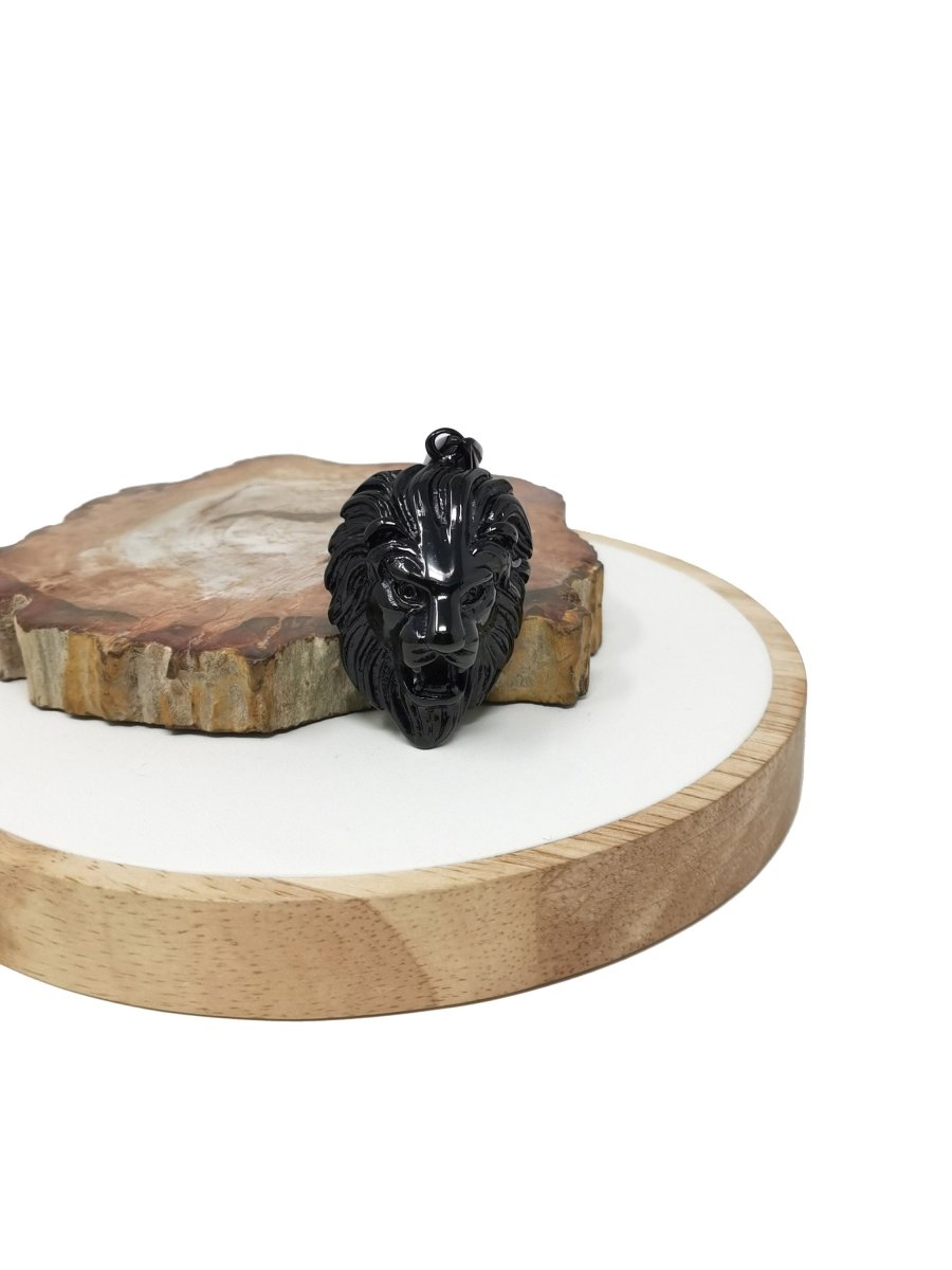 Black Big Lion Head Pendant Necklaces - Animal King Vintage Jewelry making Supply Lead free Nickel Free J-741 - DLUXCA