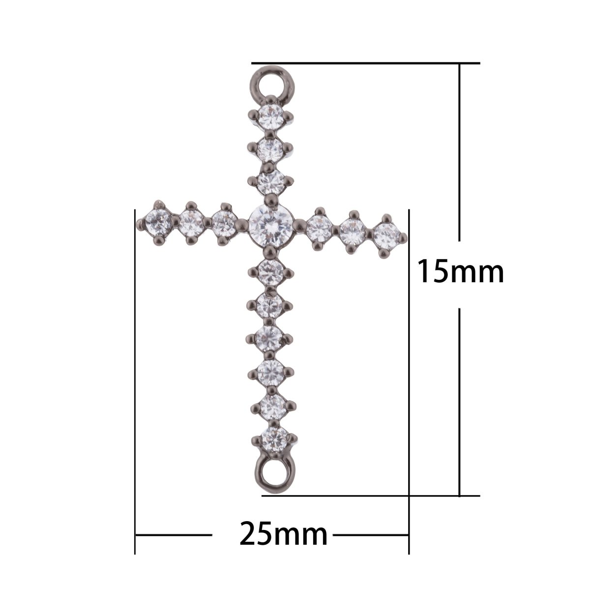 Black Cross Bracelet Charm, Cross Charm, Cross Connector Charm, Faith Cubic Zirconia Bracelet Charm Bead Connector for Jewelry Making, F-106 - DLUXCA