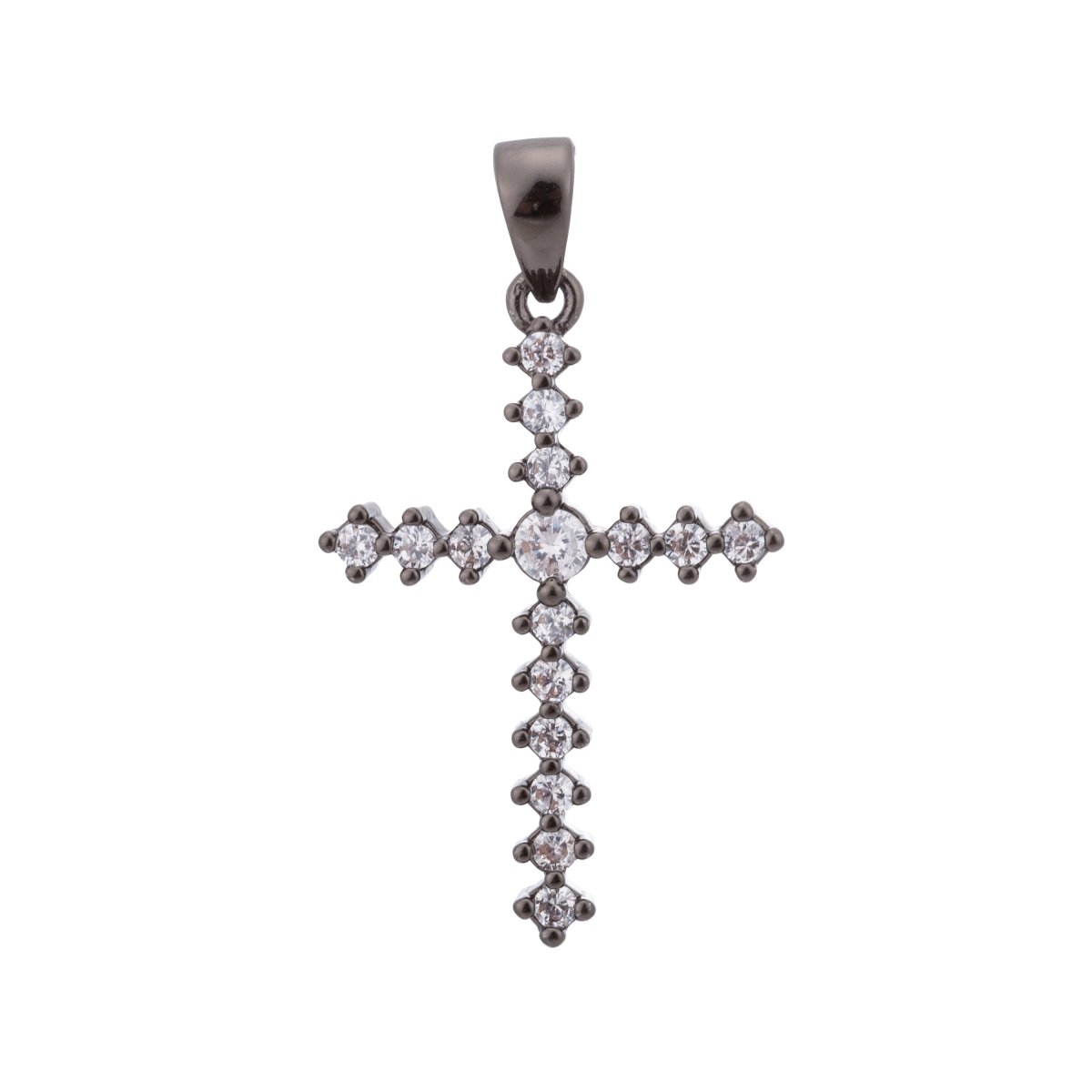 Black Cross, Faith, Believe, Love, Peace, Joy, Jesus, Religious, Girl, Cubic Zirconia Necklace Pendant Bails Findings for Jewelry Making H-651 - DLUXCA