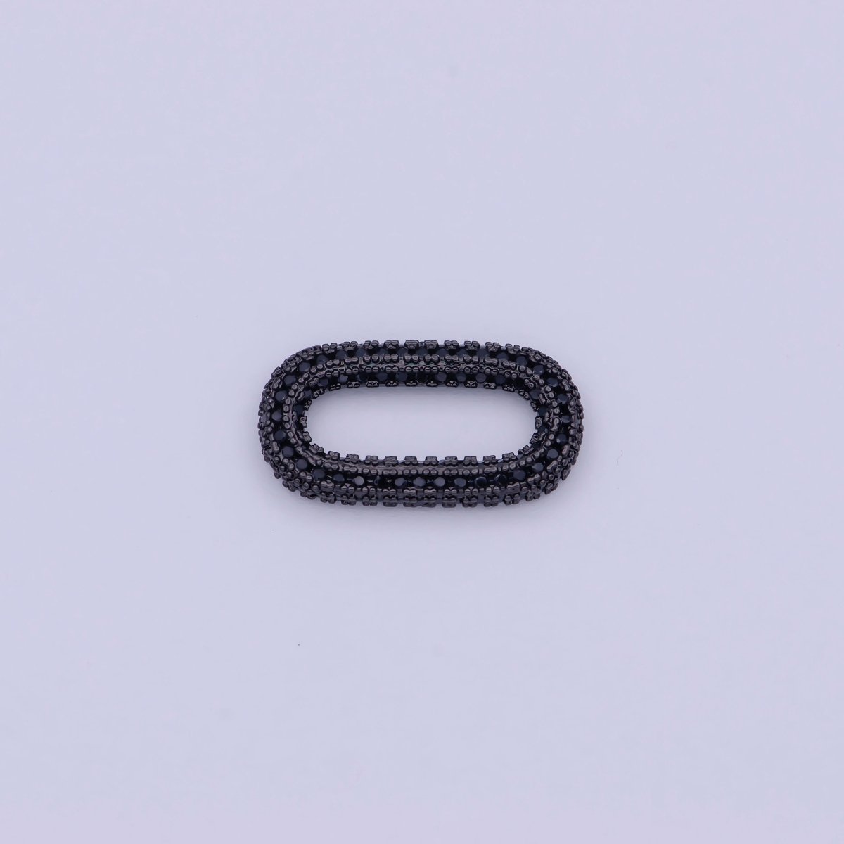 Black Cz Necklace Enhancer Clasp Oval Link K-041 - DLUXCA