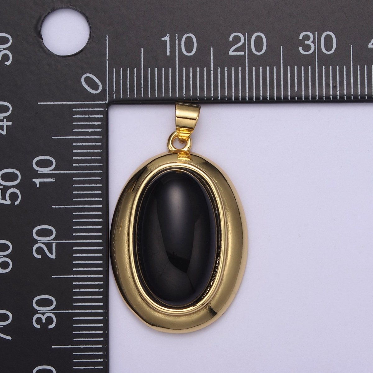 Black Onyx Oval Charm Natural Gemstone Beads For Necklace Pendant H-619 - DLUXCA