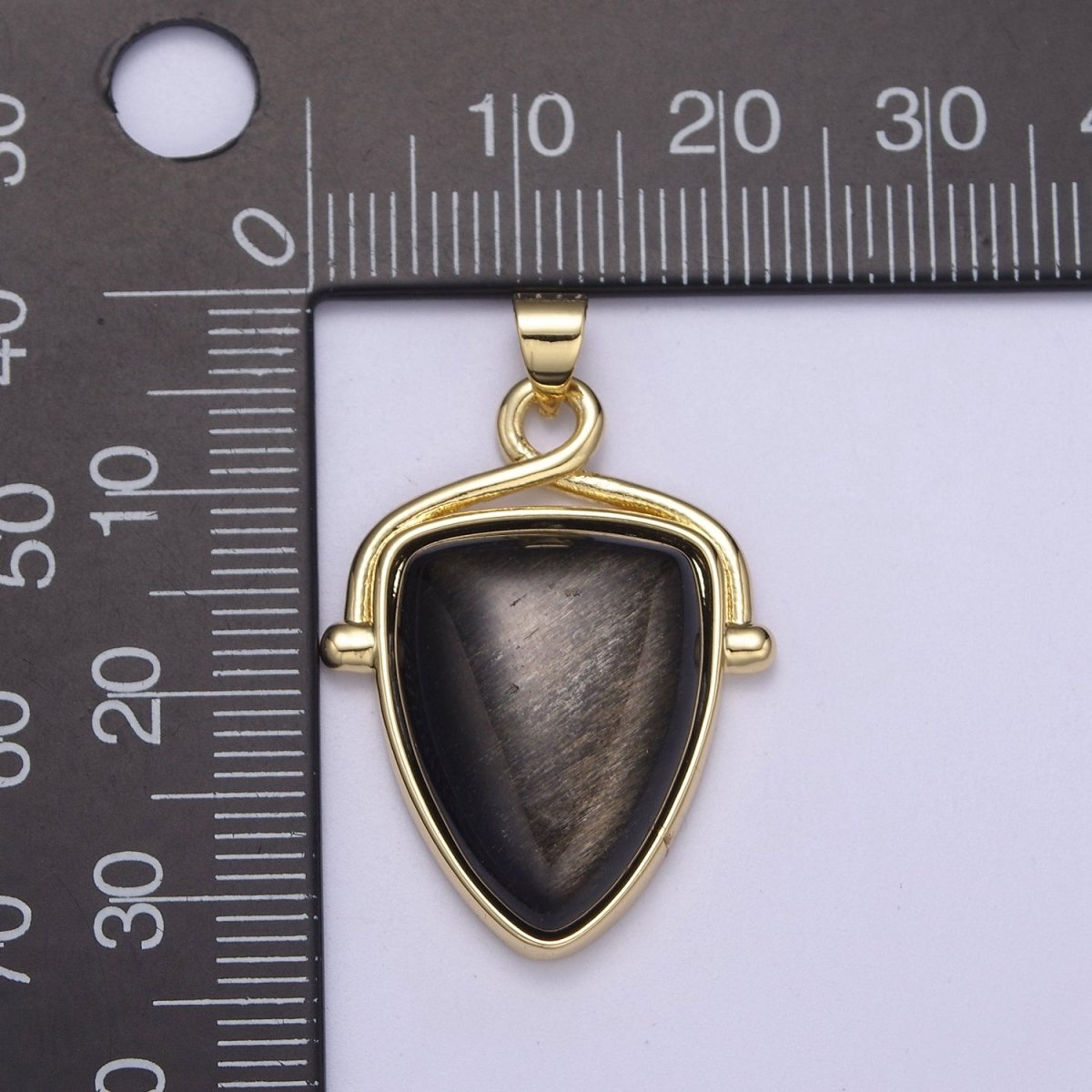 Black Onyx Pendant Shield Charm for Statement Necklace Jewelry H-144 - DLUXCA