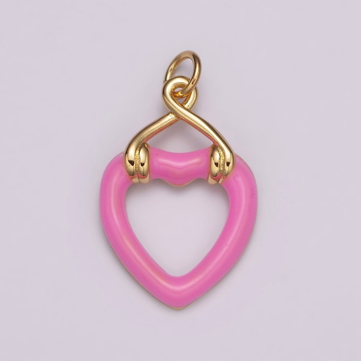 Black Open Heart Charms Enamel Colorful Hearts Black White Pink Green on Gold Filled for Bracelet Earring Necklace Charm E-697-E-700 - DLUXCA
