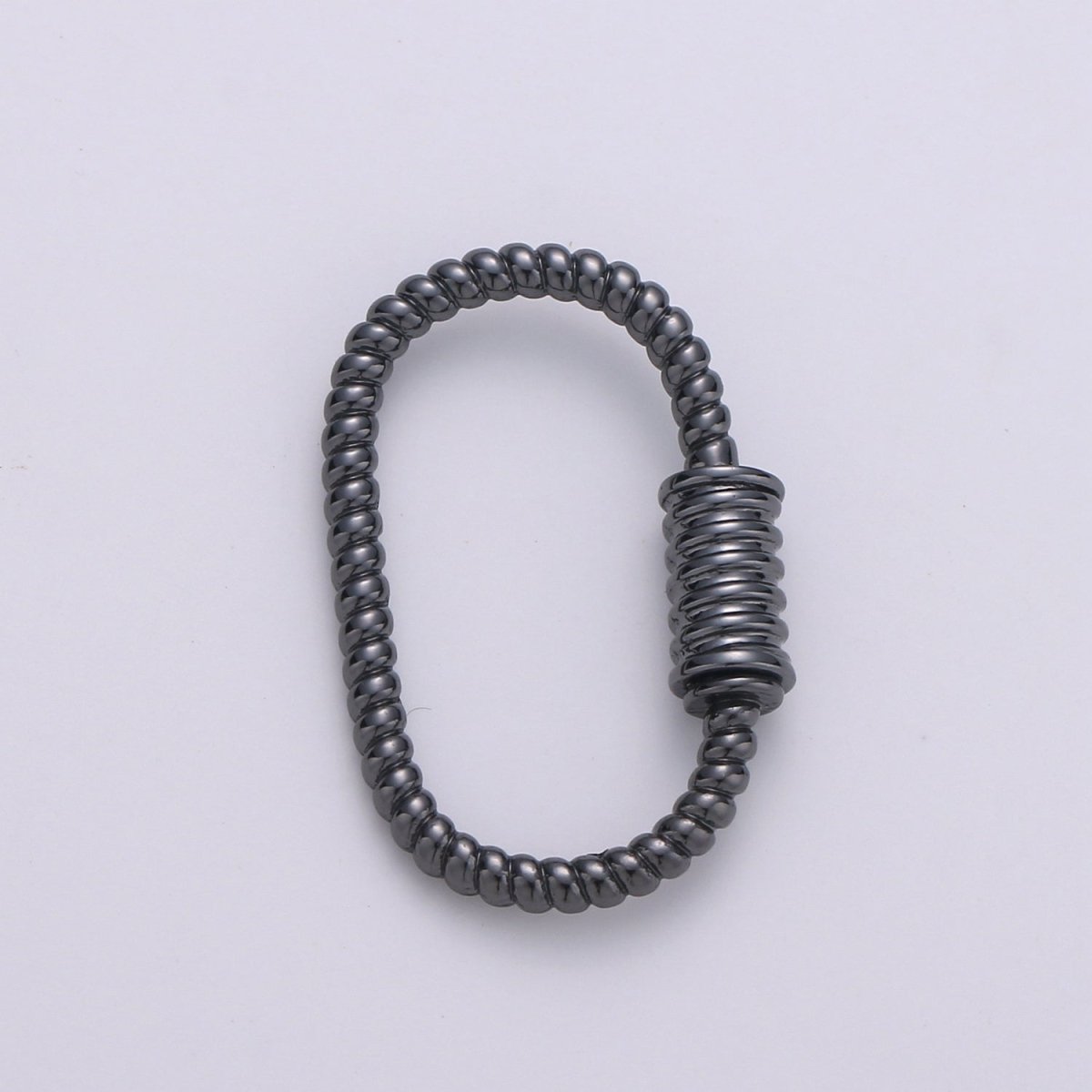 Black Paperclip Carabiner, Rope Design, Circle Screw Clasp - DLUXCA