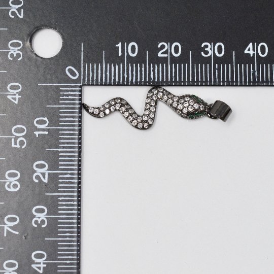 Black Plated Snake Charm, Gun Metal Plated Snake Pendant, Black Snake Necklace Cubic Zirconia Snake Charm for Necklace Gothic Punk Jewelry J-268 - DLUXCA