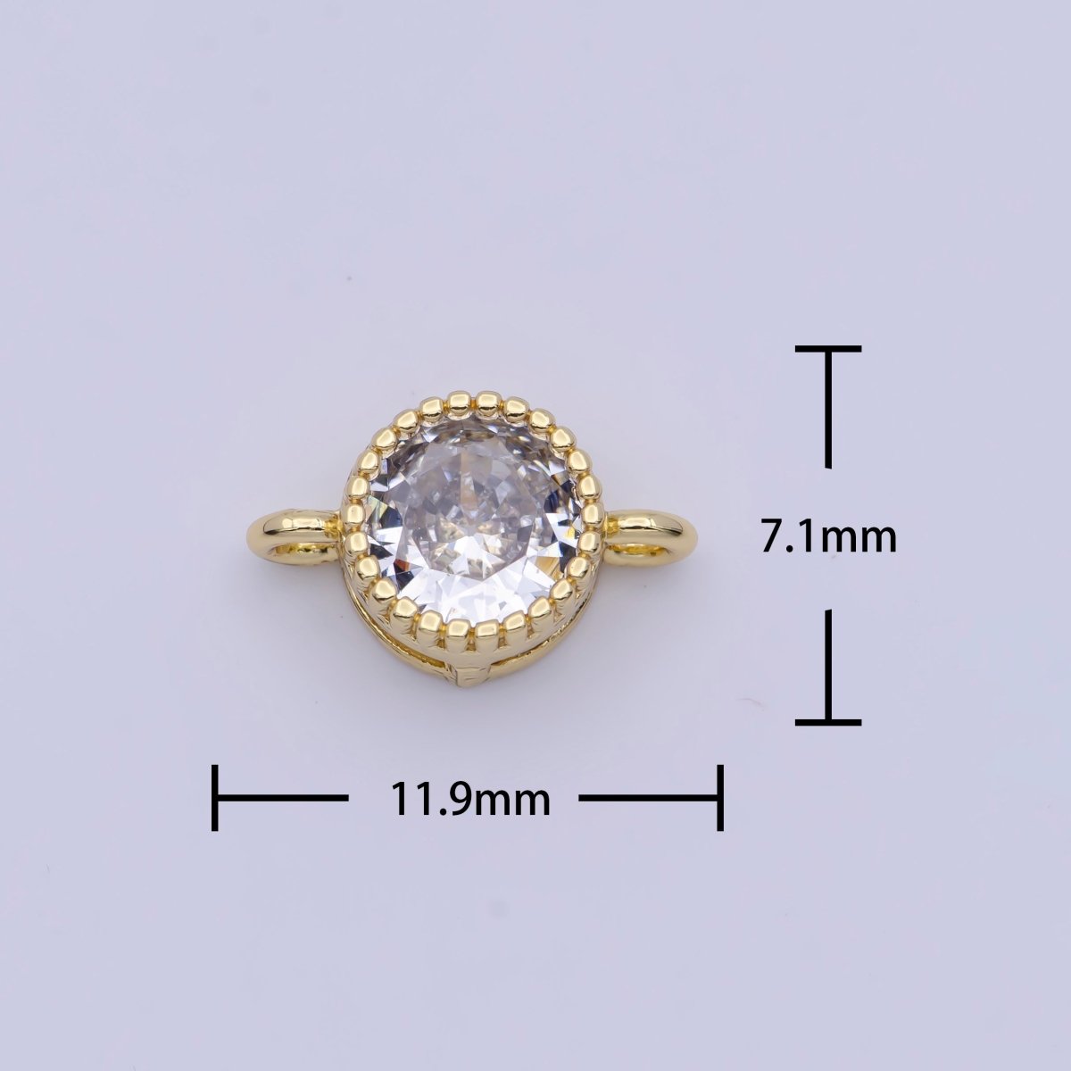 Black, Purple, Clear, Pink Round Cubic Zirconia Link Gold Connector G-551~G-554 - DLUXCA