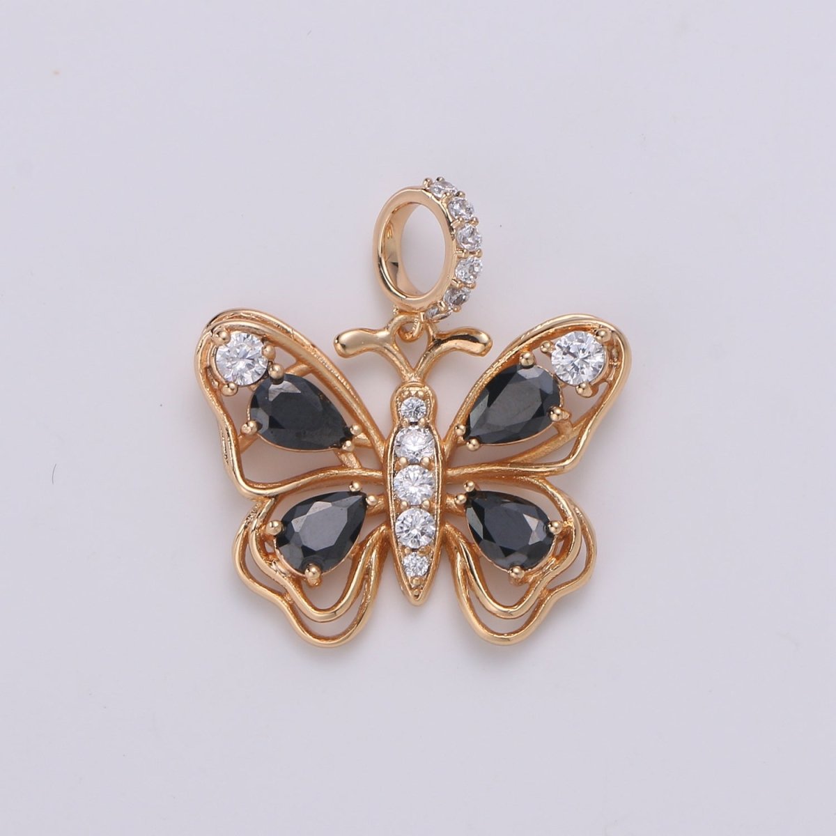 Black Rose Gold Butterfly Gold Filled Pendants J-106 - DLUXCA