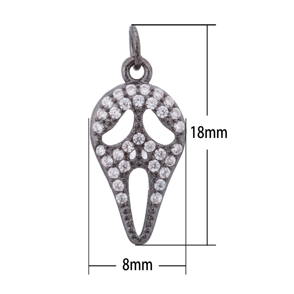 Black Scream Movie Mask, Scary Ghost, Halloween, Horror, Cosplay, Cubic Zirconia Bracelet Charm Bead Finding Pendant For Jewelry Making - DLUXCA