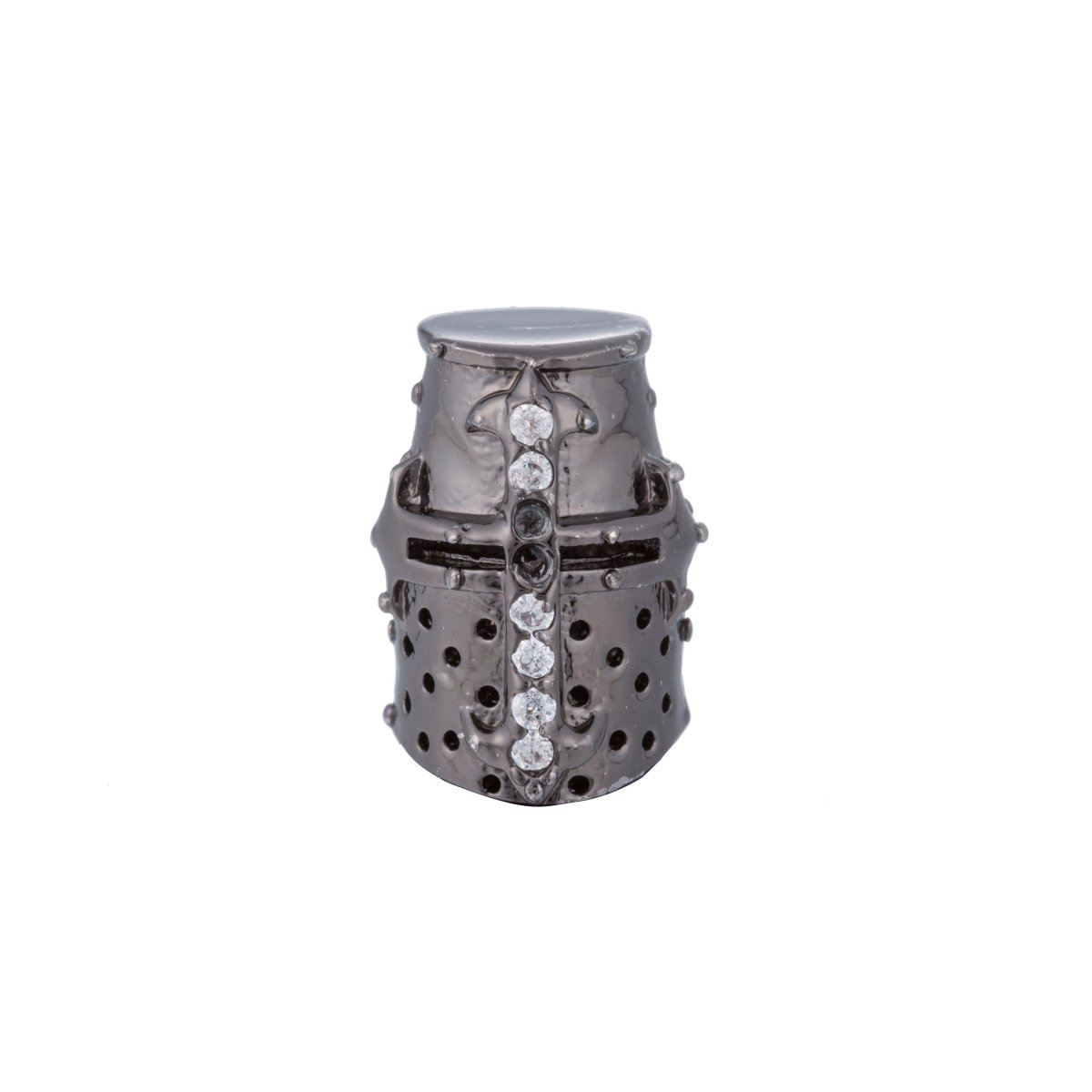 Black, Silver, Gold Micro Paved Masked Warrior Knight Soldier Spacer Bead | B-054 - DLUXCA