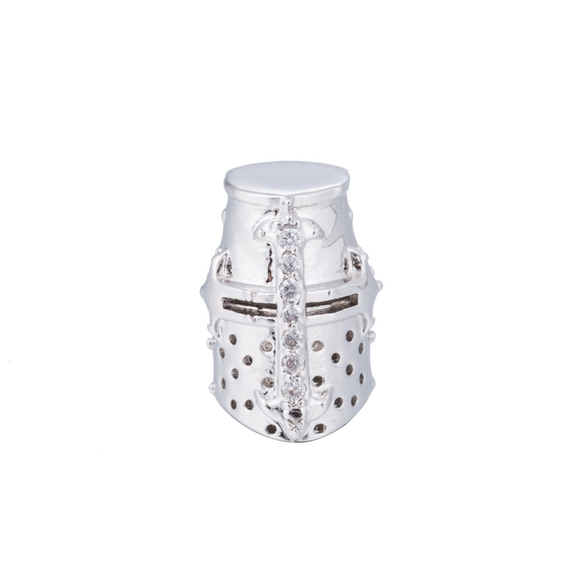 Black, Silver, Gold Micro Paved Masked Warrior Knight Soldier Spacer Bead | B-054 - DLUXCA