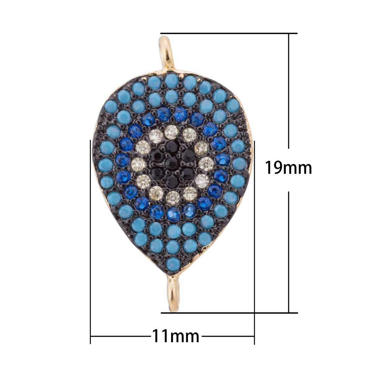 Black Turquoise Evil Eye, Teardrop Style, Gift for Mother Mom Cubic Zirconia Bracelet Charm Bead Finding Connector For Jewelry Making, F-113 - DLUXCA