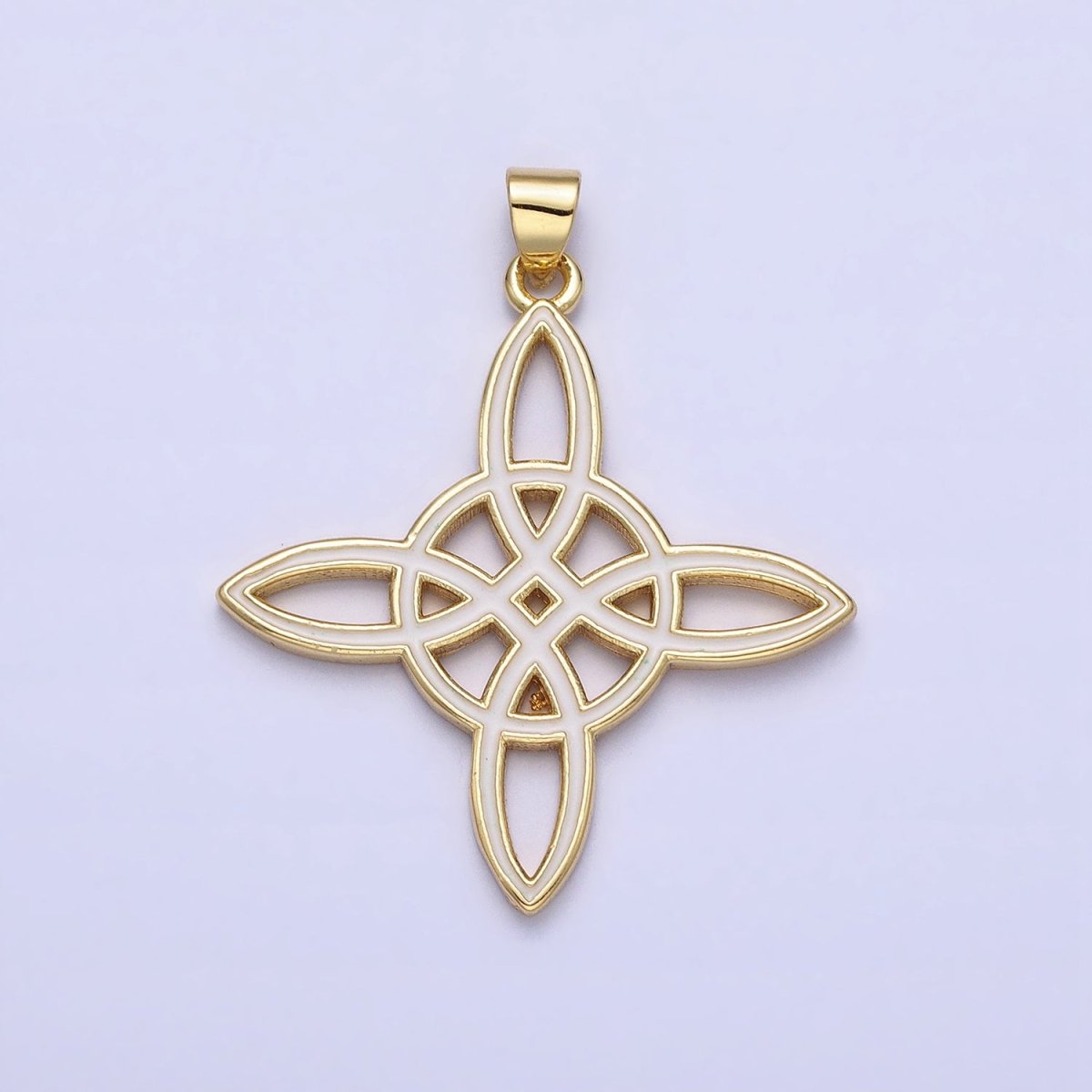 Black White Enamel Celtic Cross Gold Irish Cross Pendant, Triquetra Charm Celtic Knot Pendant AA147 AA148 - DLUXCA