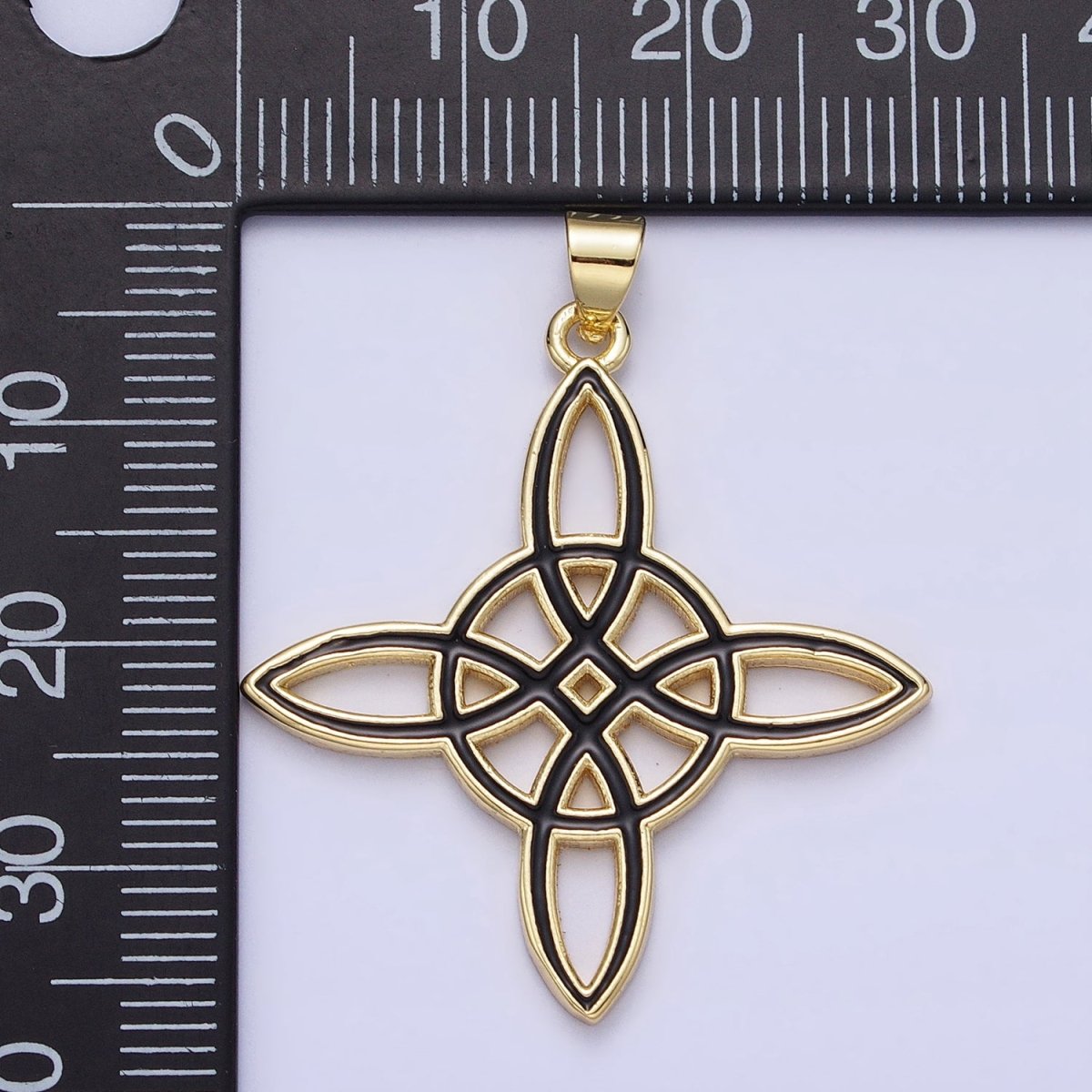 Black White Enamel Celtic Cross Gold Irish Cross Pendant, Triquetra Charm Celtic Knot Pendant AA147 AA148 - DLUXCA